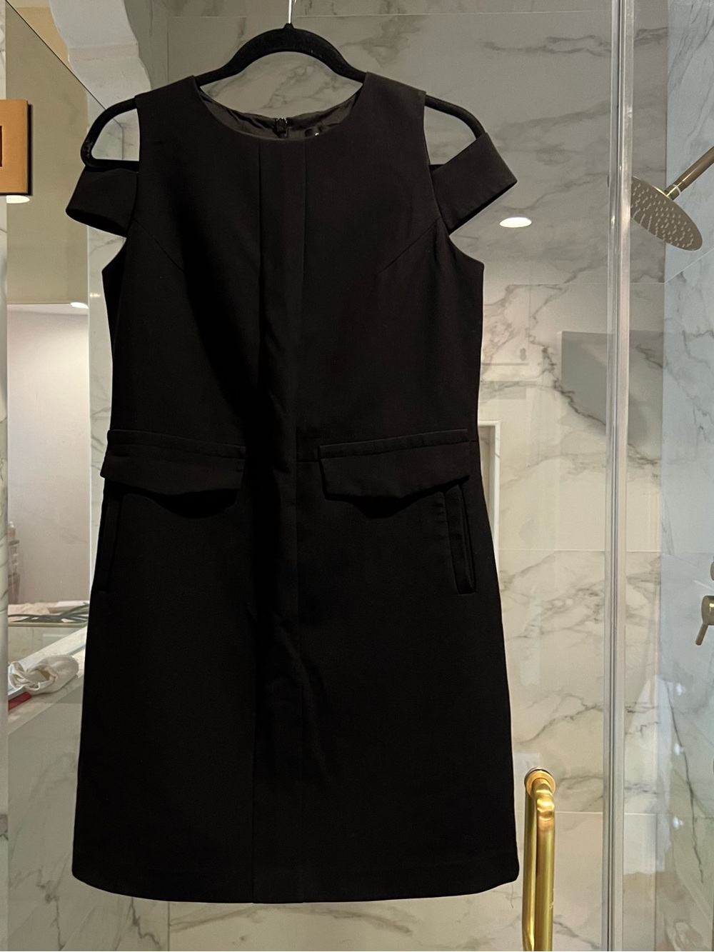Black Cold-Shoulder Mini Dress with Flap Pockets

Next tailoring black dress